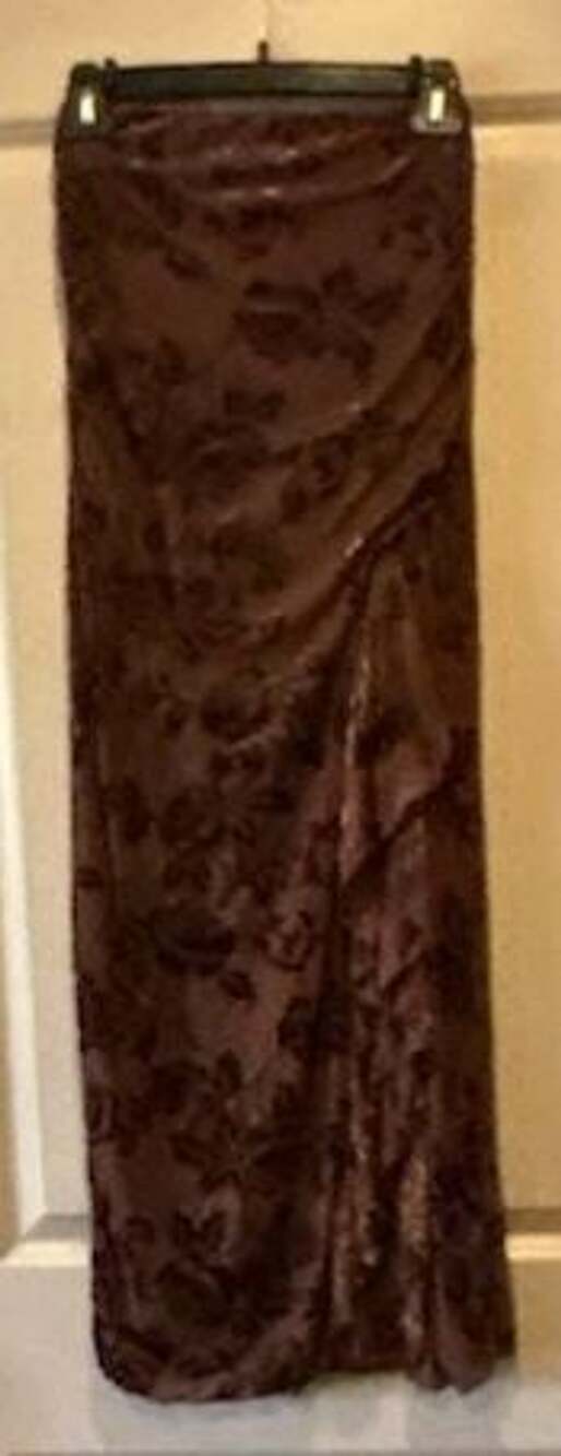 Altar'd State Maxi Skirt Size XS Brown Floral Velvet Burnout Ruched